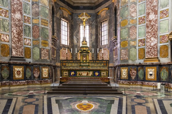 Florence, Italy, circa July 2021. Medici Chapels interior, Cappelle Medicee. Michelangelo