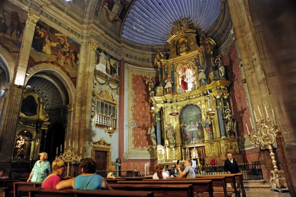 Altar and interior decoration in the church of Nostra Senyora dels Angels, Pollensa, Pollenca,