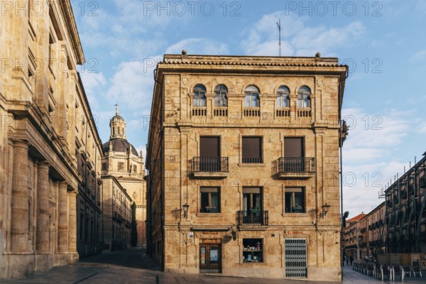Salamanca, Spain, January 15, 2022: Cityscape of the old town of Salamanca with the church of La