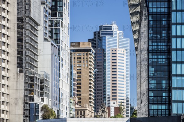 MELBOURNE, AUSTRALIA, OCTOBER 31 2021: Views around Birrarung Marr from William Barak Bridge of