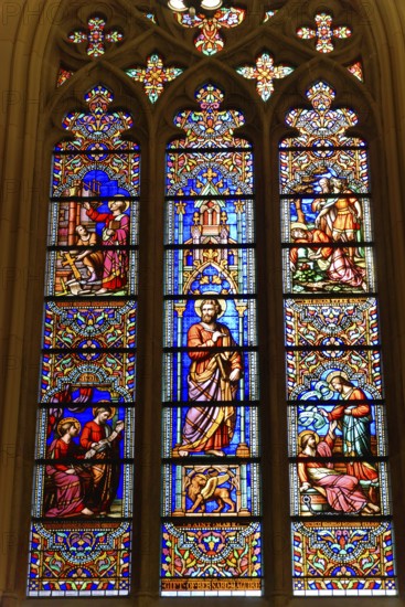 Saint Patricks Old Cathedral or Old St. Patricks, Lower Manhattan, Detailed stained glass window