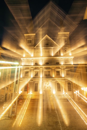 Facade of the Roman Catholic parish church of St Xavier, zoom effect, Leoben, Styria, Austria,