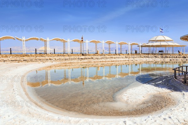 The Dead Sea. Coast of Israel. The drainless salt lake in the Middle East. The saltiest lake in the