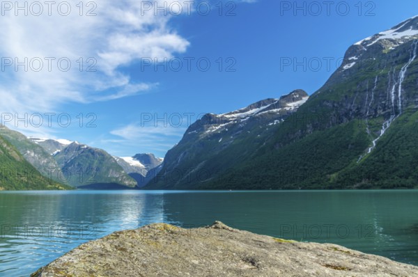 Lake at the Kjenndalsbreen glacier in Norway, part of the Jostedalsbreen. Lake at the