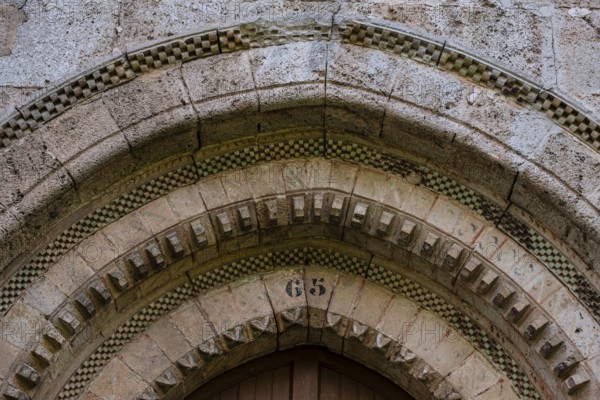 Ornamental entrance, Hermitage of Nuestra Señora del Valle, Romanesque ogival temple of Byzantine