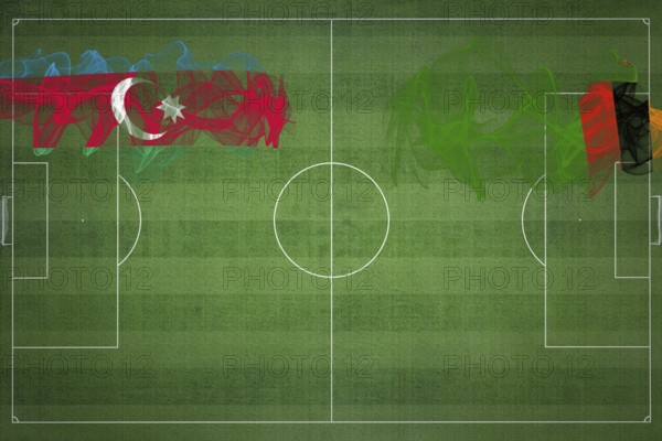 Azerbaijan vs Zambia Soccer Match, national colors, national flags, soccer field, football game,