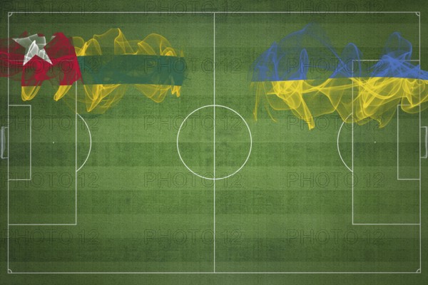 Togo vs Ukraine Soccer Match, national colors, national flags, soccer field, football game,