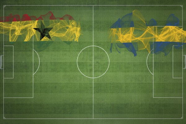 Ghana vs Sweden Soccer Match, national colors, national flags, soccer field, football game,