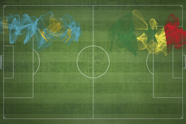 Kazakhstan vs Senegal Soccer Match, national colors, national flags, soccer field, football game,