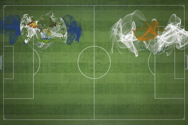 Belize vs Cyprus Soccer Match, national colors, national flags, soccer field, football game,