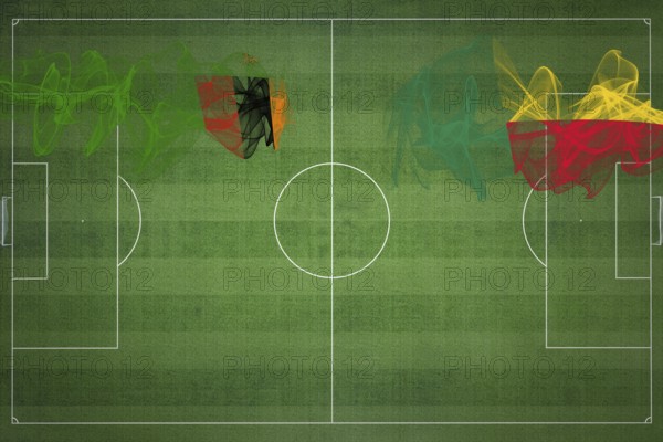 Zambia vs Benin Soccer Match, national colors, national flags, soccer field, football game,