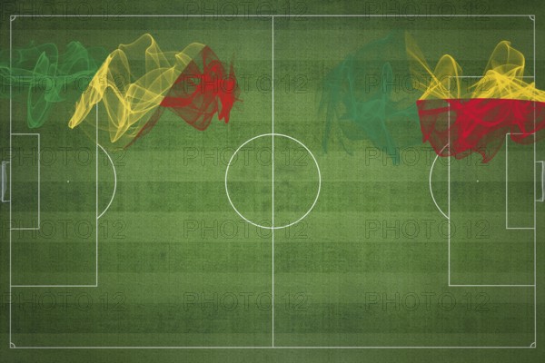 Republic of the Congo vs Benin Soccer Match, national colors, national flags, soccer field,
