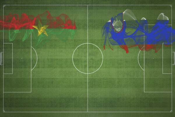 Burkina Faso vs Slovenia Soccer Match, national colors, national flags, soccer field, football