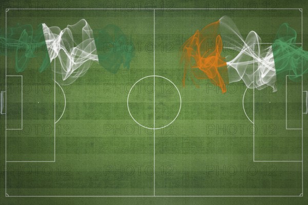 Nigeria vs Ivory Coast Soccer Match, national colors, national flags, soccer field, football game,