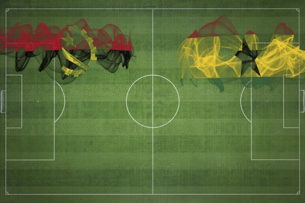 Angola vs Ghana Soccer Match, national colors, national flags, soccer field, football game,