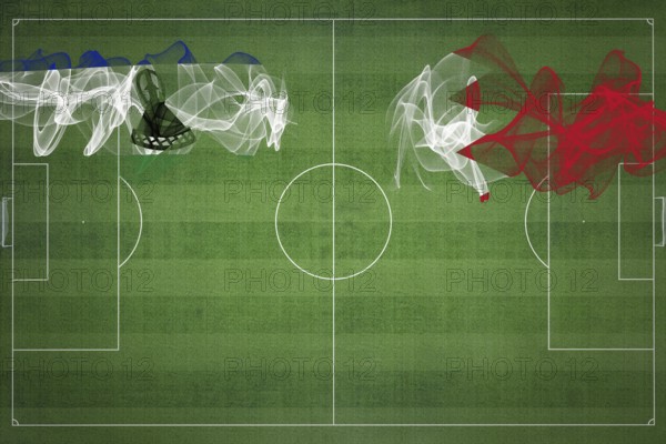 Lesotho vs Bahrain Soccer Match, national colors, national flags, soccer field, football game,