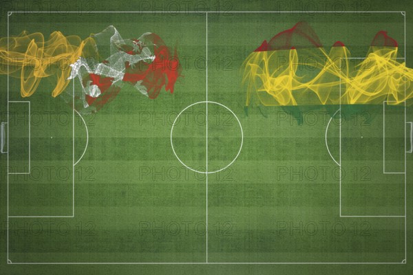 Bhutan vs Bolivia Soccer Match, national colors, national flags, soccer field, football game,
