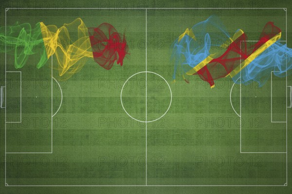 Mali vs DR Congo Soccer Match, national colors, national flags, soccer field, football game,