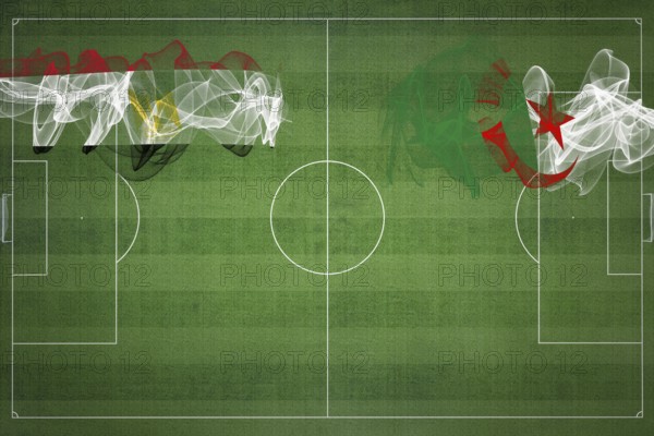 Egypt vs Algeria Soccer Match, national colors, national flags, soccer field, football game,