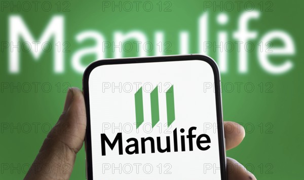 Manulife logo is displayed on smartphone. Manulife Financial Corporatipon is a Canadian