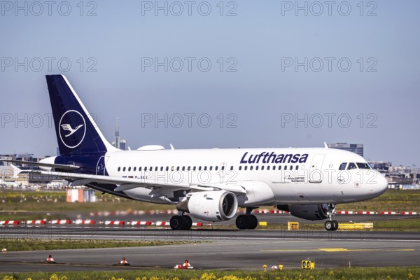 Fraport Airport in Frankfurt am Main. Aircraft in front of take-off. Aircraft registration number: