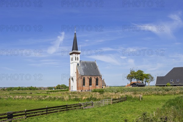 15th century Reformed Church in the village Den Hoorn on the island Texel in the Wadden Sea, West