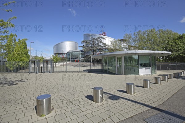European Court of Human Rights, ECHR, EU, court, modern, building, bollard, Strasbourg, Bas-Rhin,