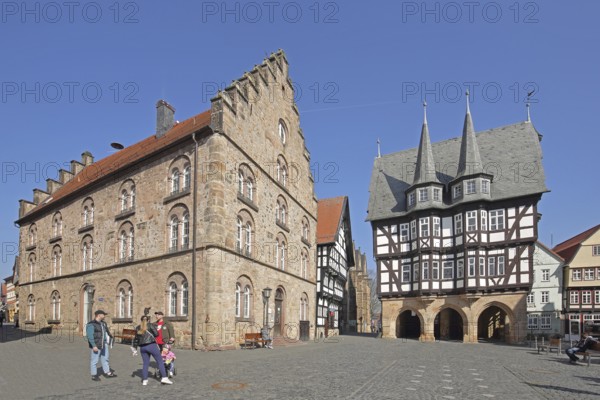Historic Gothic wine house built in 1539, Renaissance, building with stepped gable, town hall with