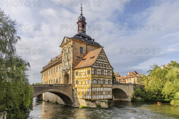 Old Town Hall on an artificial island in the River Regnitz. The landmark can be reached via two