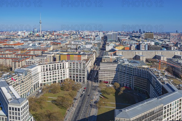 Berlin from above, the view from Panoramapunkt Berlin on Potsdamer Platz towards Leipziger Straße,