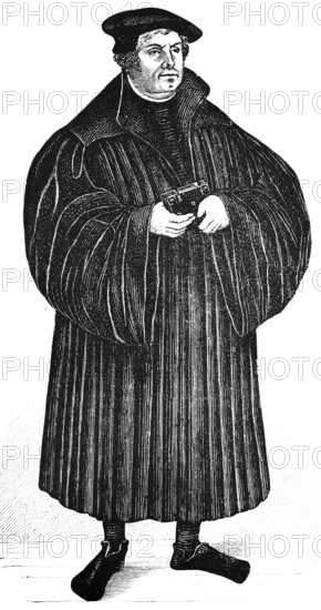 Martin Luther (1483, 1546) Portrait after Lucas Cranach, reformer, Augustinian monk, Bible
