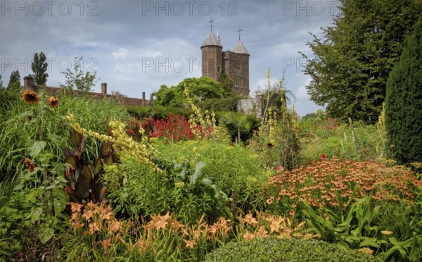 Beautiful flowers, trees and plants and garden landscaping in Sissinghurst Caslte Gardens in