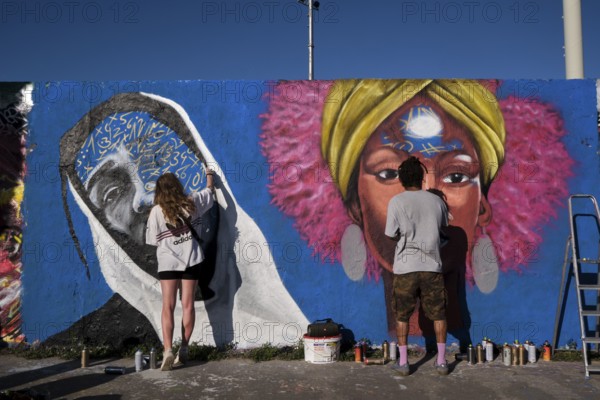 Germany, Berlin, 09.06.2024, Sunday afternoon in Mauerpark, Graffiti Wall (inner wall), Eme