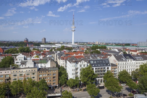 Heinrich Hertz television tower, exhibition halls and residential buildings in the