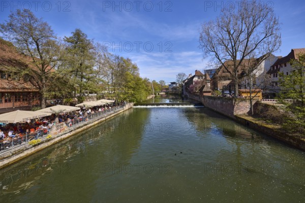 River Pegnitz, weir, trees, general architecture, outdoor area, gastronomy, Cafe and Bar Celona,