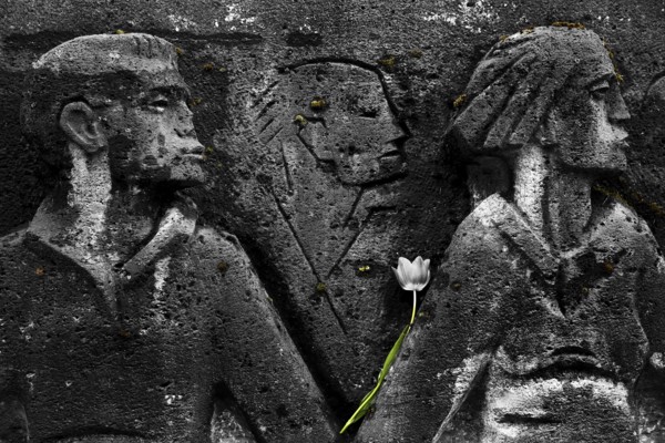 Bittermark memorial, memorial site, detail with tulip for the memorial service on Good Friday,