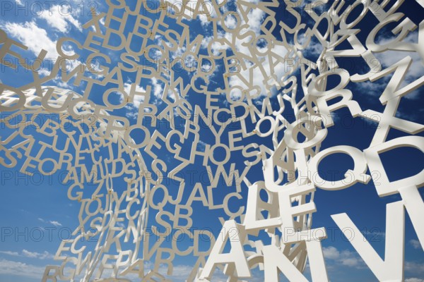 Sculpture made of letters, Le Nomade, artist Jaume Plensa, Antibes, Provence Alpes Côte d'Azur,