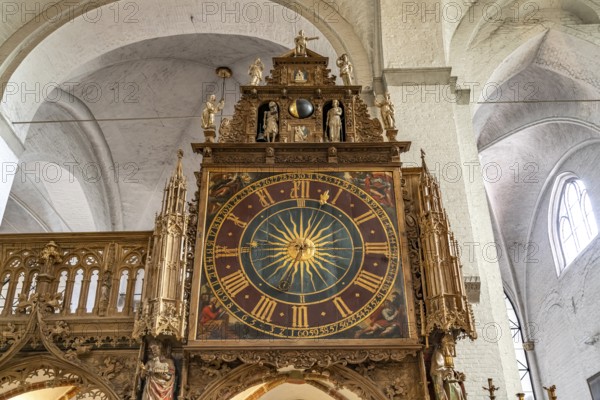 Church clock in the interior of Lübeck Cathedral, Hanseatic City of Lübeck, Schleswig-Holstein,