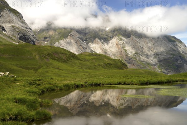 Lake in the Cirque de Troumouse basin in the Pyrenees National Park near Gavarnie-Gèdre, France