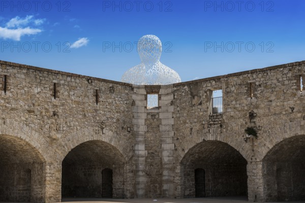 Sculpture made of letters, Le Nomade, artist Jaume Plensa, Antibes, Provence Alpes Côte d'Azur,