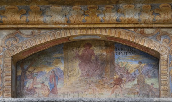 Fresco of the Wonder of the World Olympia, Phidias' statue of Zeus at the Fountain of Wonders,