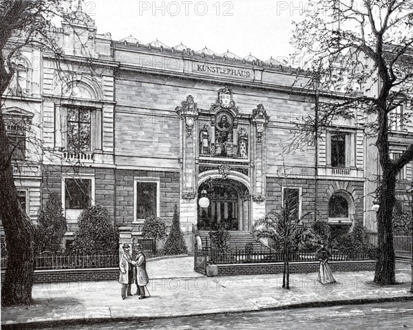 The front view of the Künstlerhaus in Berlin, around 1895, Germany, Historical, digitally enhanced