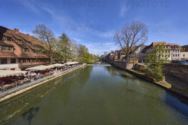 River Pegnitz, weir, trees, general architecture, outdoor area, gastronomy, Cafe and Bar Celona,