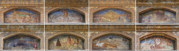 Eight fresco paintings on the Fountain of Wonders of the Eight Wonders of the World, 1508, in the