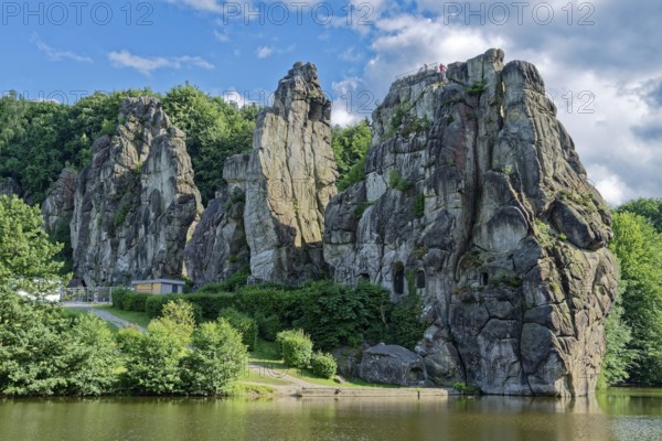 The Externsteine, a sandstone rock formation around 40 metres high in the Teutoburg Forest, are a
