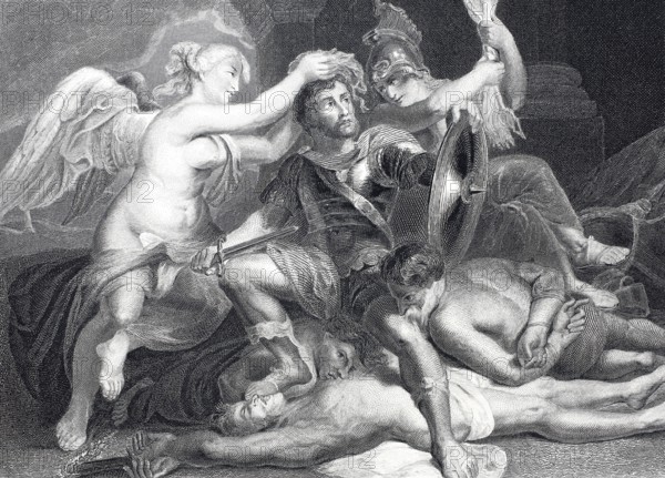 The coronation of the victor, apotheosis, the elevation of a man to a god or demigod, steel