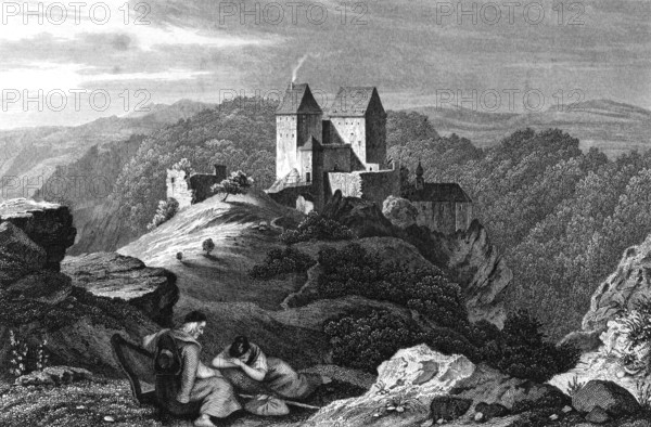 Rabeneck Castle, high medieval aristocratic castle, around 1800, Franconian Switzerland, Bayreuth