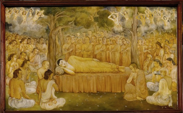 Temple of the sacred Tooth Relic or Sri Dalada Maligawa, Painted panel depicting the history of the