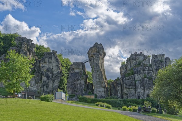 The Externsteine, a sandstone rock formation around 40 metres high in the Teutoburg Forest, are a