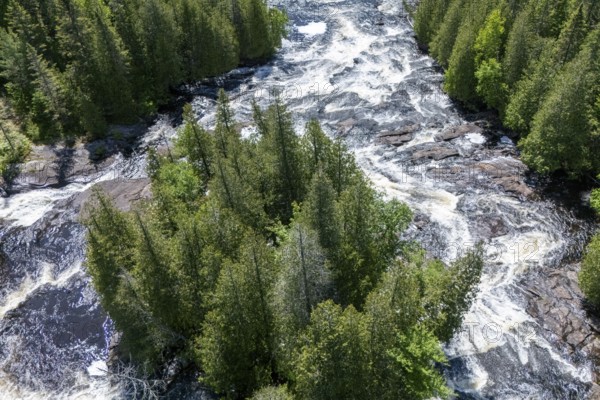 Rapids, White waters flowing through the boreal forest, River du Loup, Mastigouche wildlife